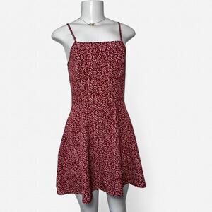 floral dress Tomato girl Spring red mini skater twee peasant Cottage